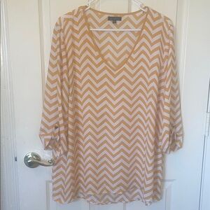 Kiara Women's Chevron Blouse - Yellow and White, just like brand New